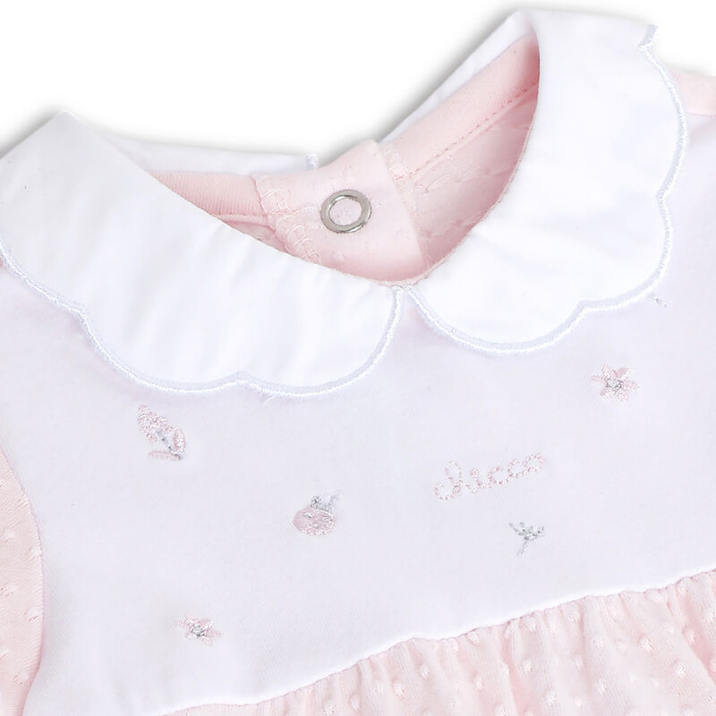 Girls Light Pink Applique Nappy Opening Babysuit image number 2